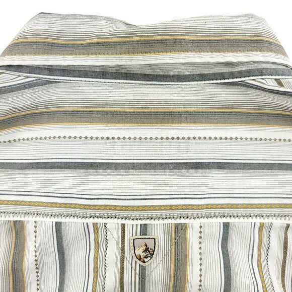 KUHL Suncel Shirt Men's XL Button Up Short Sleeve Striped Hiking Metal Buttons - Picture 11 of 11